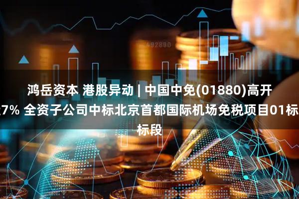 鸿岳资本 港股异动 | 中国中免(01880)高开近7% 全资子公司中标北京首都国际机场免税项目01标段